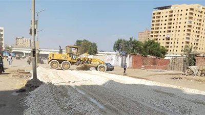 رصف شارع المنشية من ميدان الساعة إلى الدائري بالهرم | صور
