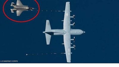 صدام مخيف لحظة التزود بالوقود.. وتحطم طائرة إف 35 بأمريكا