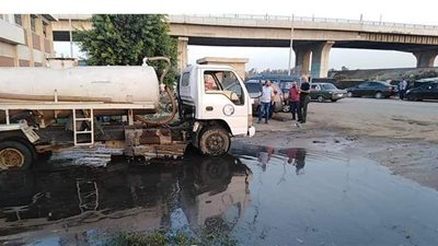 إصلاح خط الطرد الرئيسي بمحطة الصرف الصحي في مدينة المستقبل بالإسماعيلية