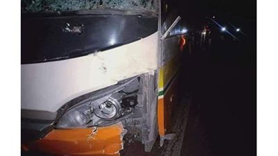 أتوبيس يصدم قطيع جمال بطريق شرم الشيخ.. والعناية الإلهية تنقذ 36 راكبا | صور