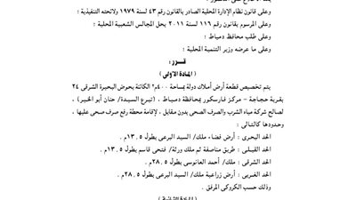 تخصيص 400م بحوض البحيرة الشرقى لإقامة محطة صرف صحى عليها