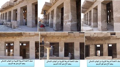 انتهاء تنظيف النقوش الجدارية في الأعمدة الدائرية بمعبد الأخ منو بالكرنك