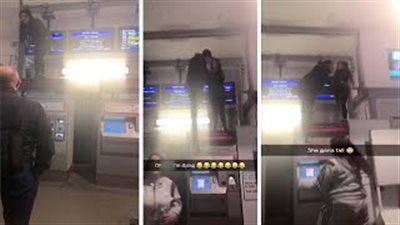 خناقة بين زوجين فوق ماكينة بيع تذاكر (فيديو)