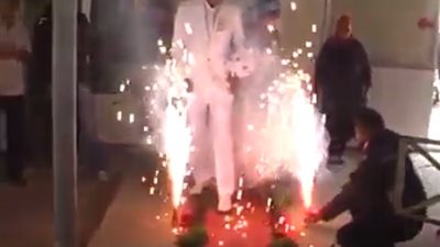 بالفيديو.. عروسان يحولان حفل زفافهما لكارثة