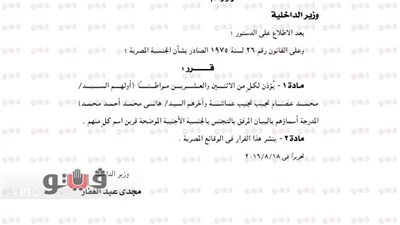 بالأسماء.. 22 مصريا يتنازلون عن الجنسية المصرية للتجنس بأخرى