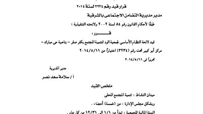 لائحة جمعية الود لتنمية المجتمع بكفر صقر