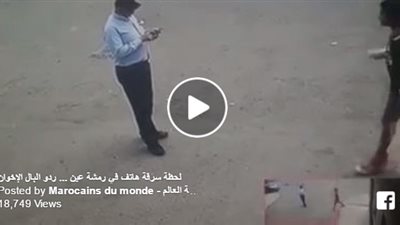 بالفيديو.. لحظة سرقة هاتف محمول من يد صاحبه في وضح النهار