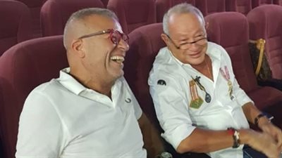 نجيب ساويرس بصحبة شريف منير قبل ساعات من انطلاق مهرجان الجونة