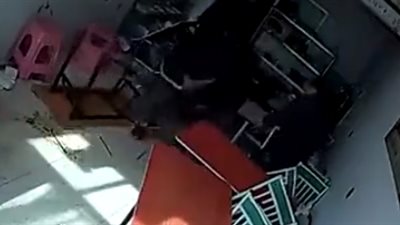 لقطات مروعة لجاموس يسحق امرأة داخل مطعم (فيديو)