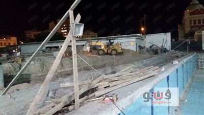 بالصور.. تواصل أعمال الإنشاءات بفرع الاتحاد السكندري بالشاطبي