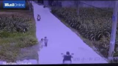 بالفيديو والصور.. دراجة نارية مسرعة تطيح بطفلة تعبر الطريق