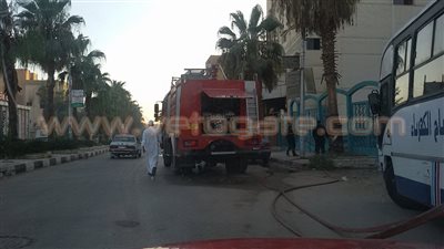 بالصور.. السيطرة على حريق في مستشفى التأمين الصحي ببني سويف