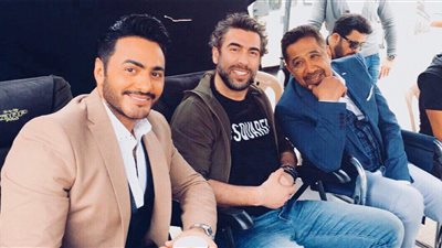 كواليس تصوير كليب «وأنت معايا» لتامر حسني والشاب خالد (صور)