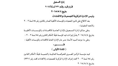 قيد مؤسسة المركز المصري للحوكمة العالمية تحت إشراف إدارة الجمعيات