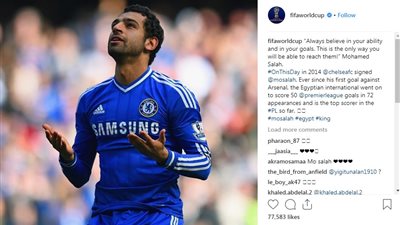 احتفاء «فيفا» بأهداف الملك المصري محمد صلاح يجذب 77 ألف معجب