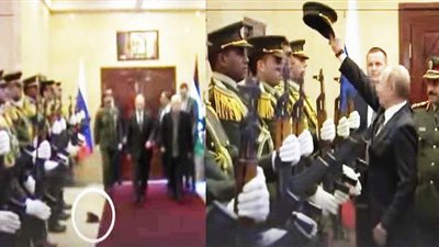 بوتين يلتقط قبعة ضابط فلسطيني من الأرض ويضعها على رأسه | فيديو