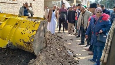 8 صور ترصد أعمال إصلاح هبوط أرضي على طريق بلقاس في الدقهلية