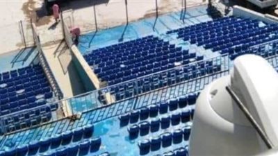 تركيب كاميرات مراقبة بجوانب استاد الهلال السوداني  قبل مباراة الأهلي| صور