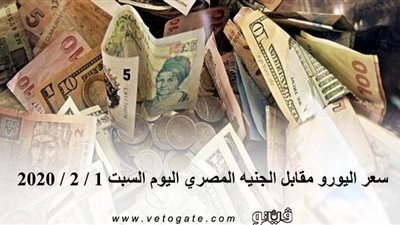 سعر اليورو مقابل الجنيه المصري اليوم السبت 1 / 2 / 2020