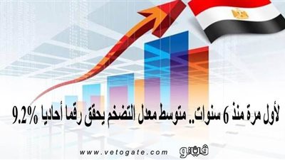 لأول مرة منذ 6 سنوات.. متوسط معدل التضخم يحقق رقما أحاديا 9.2% | انفوجراف
