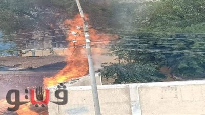 إخماد حريق بجوار محطة مياه في طنطا | صور