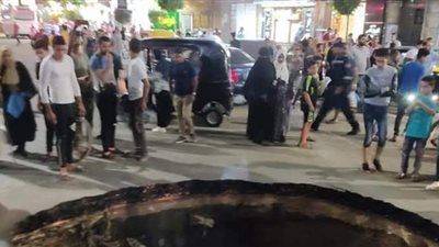 هبوط أرضى بشارع ٤٥ بالعصافرة في الإسكندرية