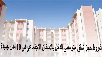 شروط حجز شقق متوسطي الدخل بالإسكان الاجتماعي في 10 مدن جديدة