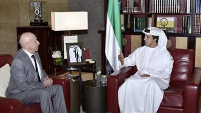 عقيلة يبحث مع منصور بن زايد تعزيز العلاقات بين ليبيا والإمارات