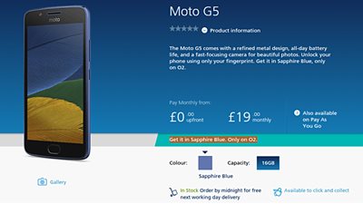 الياقوت الأزرق من هاتف موتو G5 متاح للبيع في بريطانيا