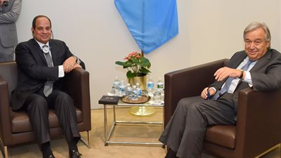 السيسي يلتقي سكرتير الأمم المتحدة بنيويورك