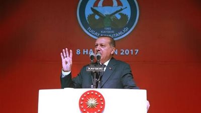 بالصور.. أردوغان يرفع إشارة رابعة في مأدبة إفطار للجيش