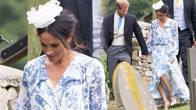 ميجان ميركل بإطلالة رقيقة في زفاف ابنة شقيقة الأميرة ديانا (صور)