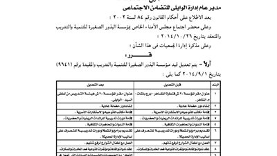 تعديل قيد مؤسسة البذور الصغيرة للتنمية