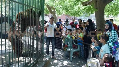 بالصور.. ازدحام في حديقة الحيوان بالإسكندرية ثالث أيام العيد