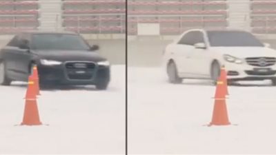 بالفيديو.. أودي تختبر سيارتها الجديدة بمرسيدس وBMW