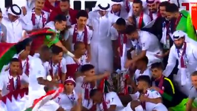 احتفالات منتخب قطر بالتتويج بكأس أمم آسيا 2019 (فيديو)