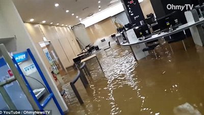 بالفيديو والصور.. لحظة غرق مكتبة جامعة «يونسي» بالمياه