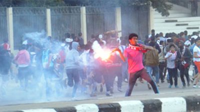 الإرهابية تطلق الألعاب النارية على قوات الأمن في الهرم