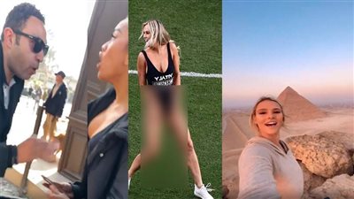 قبل أن تتعرى.. شرطة السياحة تكشف حيلة فتاة نهائي دوري أبطال أوروبا العارية لتسلق الهرم الأكبر | فيديو