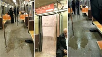 شلال مياه يتدفق داخل عربة مترو ويثير رعب الركاب (فيديو)