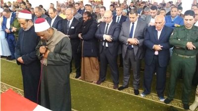 جنازة عسكرية وشعبية لشهيد العريش بميدان المديرية فى بنى سويف