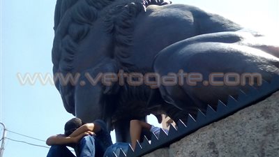 بالفيديو.. أشعة الشمس تجبر 3 أطفال على النوم أسفل أسدي قصر النيل