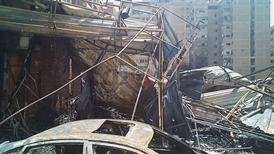 آثار حريق معرض وملاهي شارع العريش بالهرم (فيديو وصور)