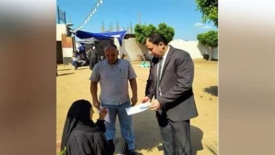 رئيس لجنة بالبحيرة يخرج إلى مسنة لمساعدتها على التصويت في انتخابات النواب | صور