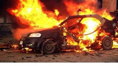 إنتداب المعمل الجنائي لبيان سبب حريق سيارة أعلى كوبرى اكتوبر