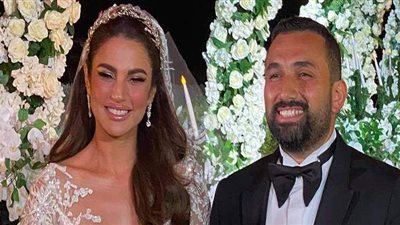 رقصة رومانسية لدرة وعريسها بحفل عقد قرانهما | فيديو