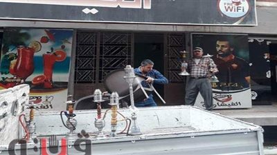 تشميع مقاهى تقدم «الشيشة» للمواطنين في الشرقية