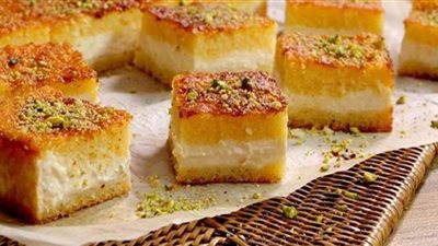 طريقة عمل بسبوسة بالقشطة