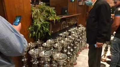 التحفظ على ٨٠ شيشة  في ٦ كافيهات بالإسكندرية