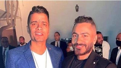 فرح هنادى مهنا وأحمد خالد  صالح يجمع تامر حسنى وحسن شاكوش| صور